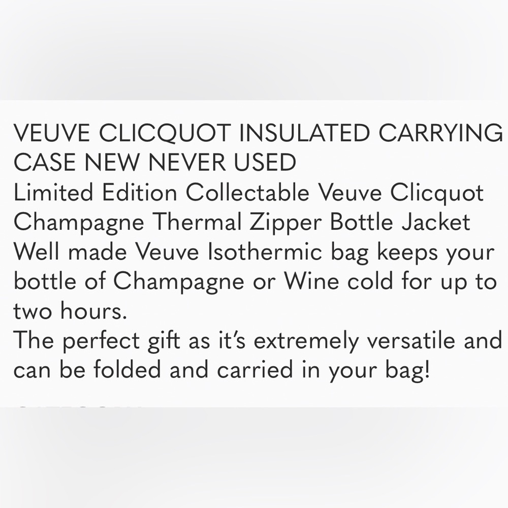 Veuve Clicquot Insulated Ice Jacket- New with Tags - Picture 14 of 14